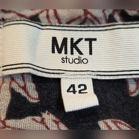 Light Cotton MKT Blue,cream & Rust V Neck Top Size 12, Short Sleeve - Picture 10 of 14